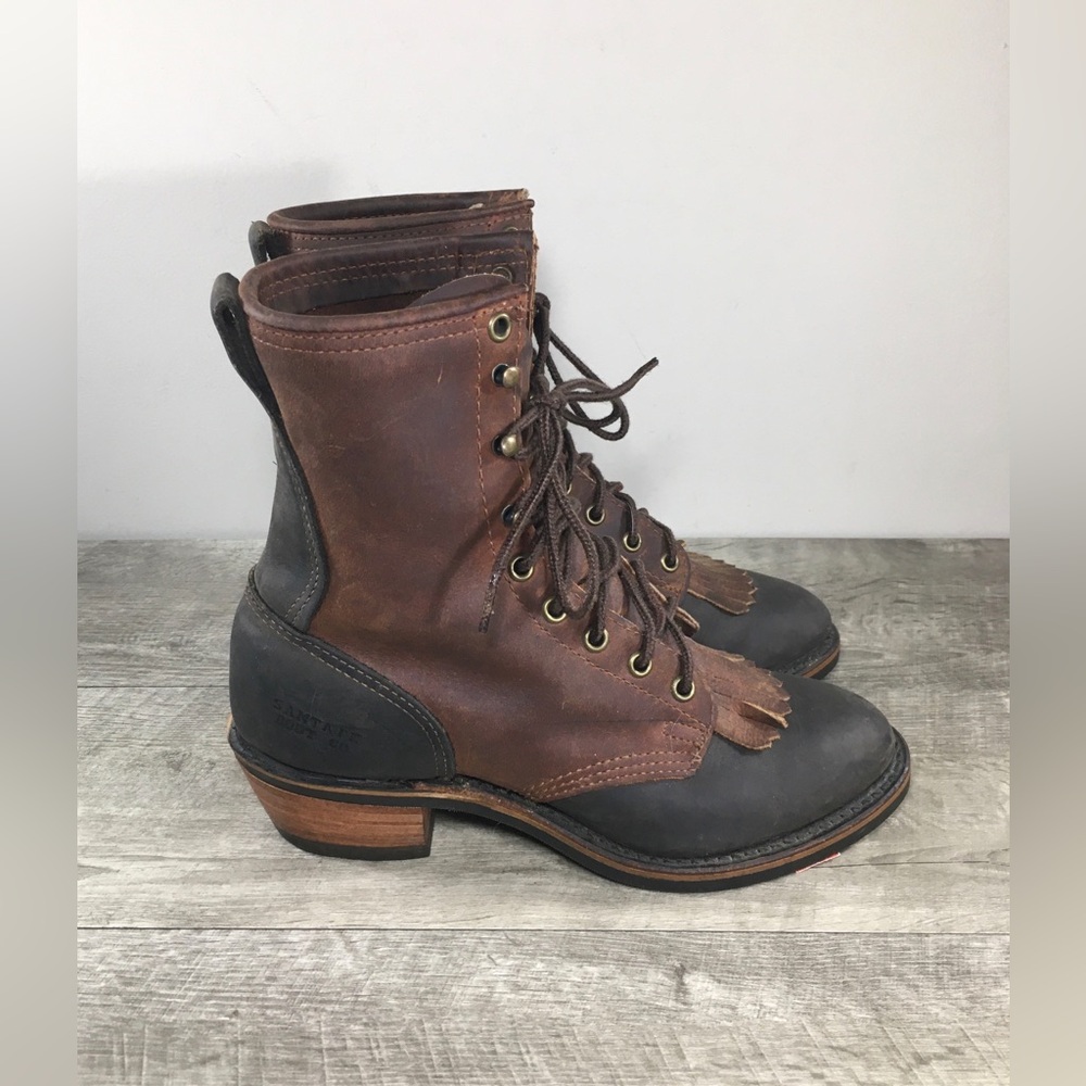 Santa Fe Boot Company Leather Granny Grunge Punk Packer Leather Womens Boots 8